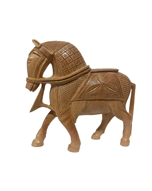 Beautiful Wooden Handicraft Horse Figurine, 8 Inch