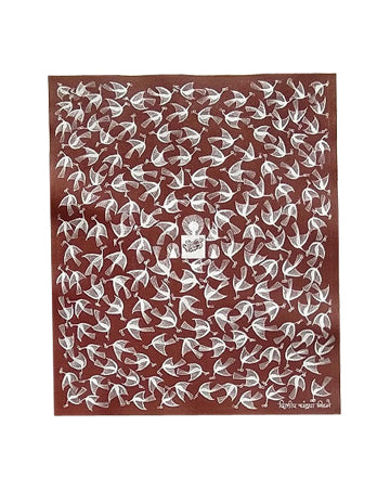 Birds Flying Warli Painting, 10 Inch x 12 Inch