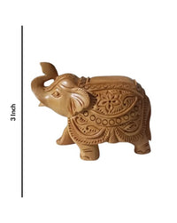 Carving Wooden Elephant Statue, 3 Inch