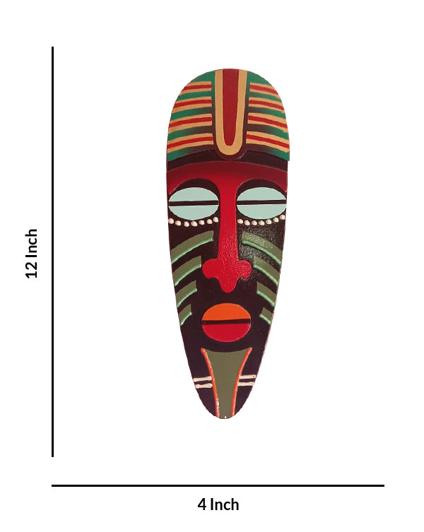 Colorful Tribal Face Mask Wall Hanging, 12 Inch x 4 Inch