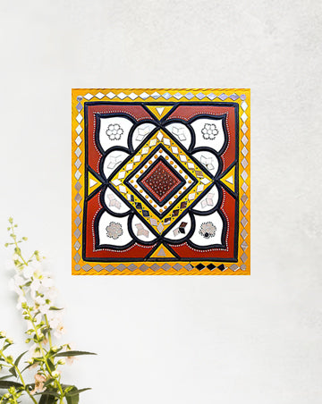 Colorful Geometric Lippan Art, 12 Inch x 12 Inch
