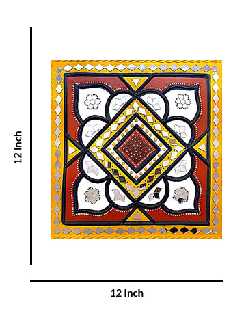 Colorful Geometric Lippan Art, 12 Inch x 12 Inch