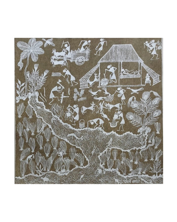 Daily Village Life, Farming, 12 Inch x 12 Inch