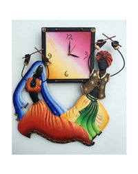 Dandiya Couple Wall Clock, 24 Inch x 16 Inch