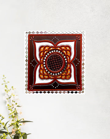 Decorative Square Mandala Lippan Art, 12 Inch x 12 Inch