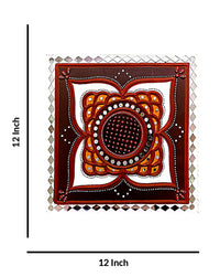 Decorative Square Mandala Lippan Art, 12 Inch x 12 Inch