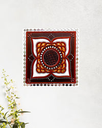 Decorative Square Mandala Lippan Art, 12 Inch x 12 Inch