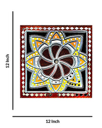 Decorative Radiant Mandala Lippan Art, 12 Inch x 12 Inch