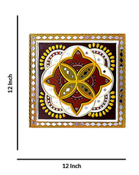 Golden Blossom Exquisite Mandala Lippan Art, 12 Inch x 12 Inch