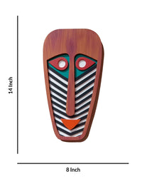 Geometric Tribal Mask Bold Decorative Art, 14 Inch x 8 Inch