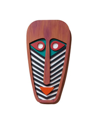 Geometric Tribal Mask Bold Decorative Art, 14 Inch x 8 Inch