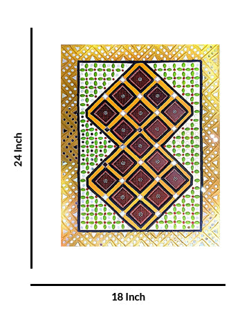 Intricate Geometric Harmony In Lippan Art, 18 Inch x 24 Inch