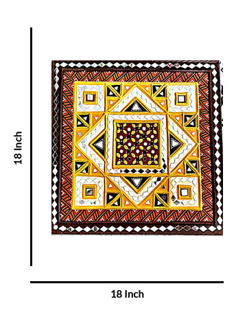 Geometric Patterned Tapestry Lippan Art, 18 Inch x 18 Inch