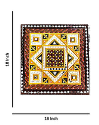 Geometric Patterned Tapestry Lippan Art, 18 Inch x 18 Inch