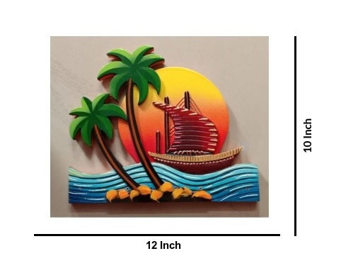 Tropical House with Palm Trees, 12 Inch x 10 Inch