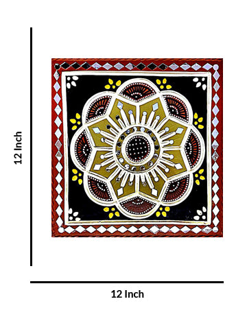 Golden Harmony Intricate Mandala Lippan Art, 12 Inch x 12 Inch