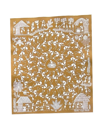 Gouri Dance Warli Painting, 10 Inch x 12 Inch