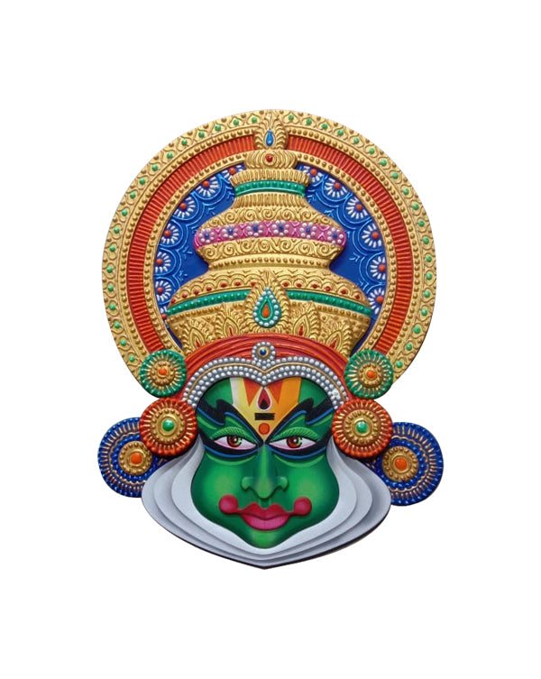 Handcrafted Kathakali Mask Traditional Wall Hanging, 18 Inch x 14 Inch