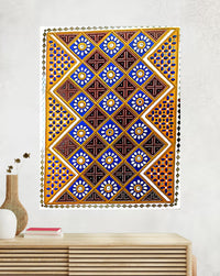 Intricate Geometric Patterned Tapestry Lippan Art, 18 Inch x 24 Inch