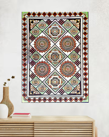 Intricate Geometric Tapestry Wall Decor Lippan Art, 36 Inch x 48 Inch