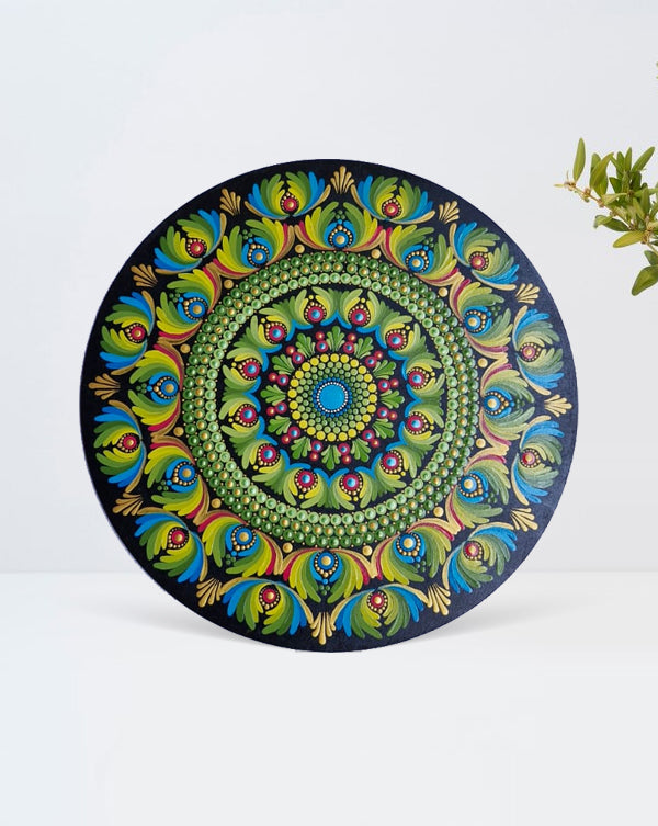 Intricate Mandala Decorative Plate, 12 Inch x 12 Inch