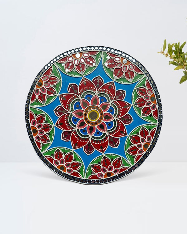 Intricate Mandala Lippan Art Plate, 14 Inch x 14 Inch