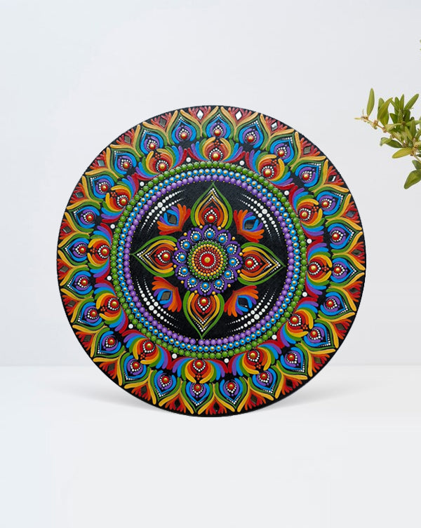 Intricate Vibrant Mandala Artwork, 14 Inch x 14 Inch