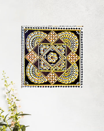 Intricate Geometric Tapestry Lippan Art, 18 Inch x 18 Inch