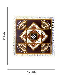 Intricate Square Lippan Art Wall Decor, 12 Inch x 12 Inch