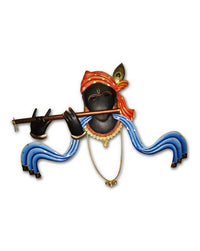 Krishna Flying Bansuri Religious Metal Wall Art, 27 Inch x 18 Inch