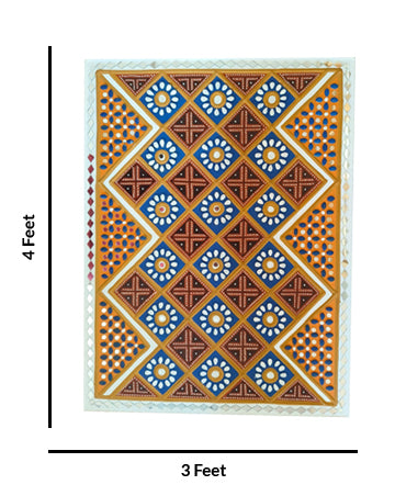 Intricate Geometric Lippan Artwork, 3 Feet x 4 Feet
