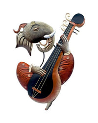 Lord Ganesha Gitar Wall Hanging, 19 Inch x 14 Inch