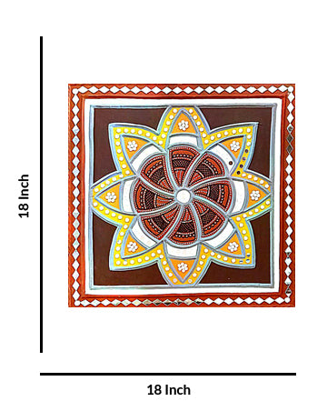 Floral Harmony Mandala In Lippan Art, 18 Inch x 18 Inch