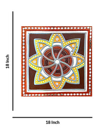 Floral Harmony Mandala In Lippan Art, 18 Inch x 18 Inch