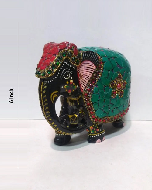 Marble Elephant Handcrafted Home Decor Statue, 6 Inch