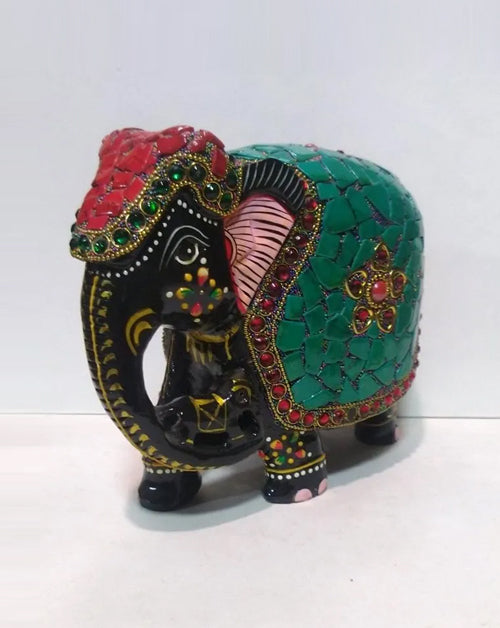 Marble Elephant Handcrafted Home Decor Statue, 6 Inch