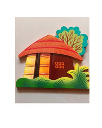 Colorful Handcrafted House and Trees Wall Art, 8 Inch x 10 Inch