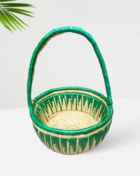 Moonj Grass Handmade Hamper Basket With Handle, 4 Inch x 8 Inch