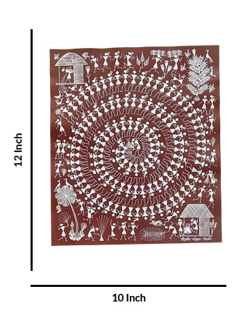 Tarpa Dance Warli Painting, 10 Inch x 12 Inch