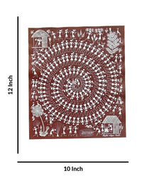 Tarpa Dance Warli Painting, 10 Inch x 12 Inch