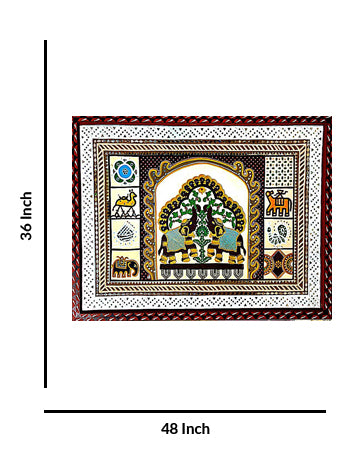 Traditional Ethnic Wall Hanging Lippan Artwork, 36 Inch x 48 Inch