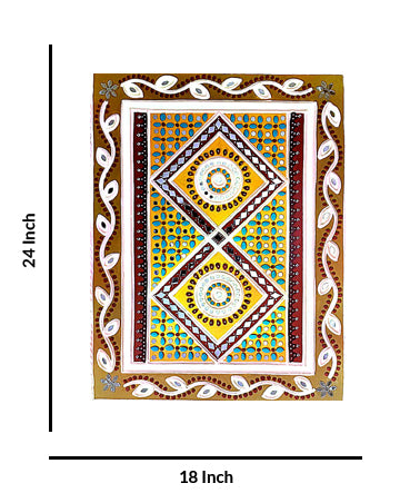 Traditional Mandala Lippan Art Tapestry, 18 Inch x 24 Inch