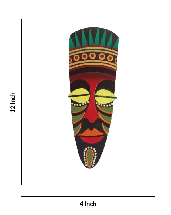 Vibrant Tribal Mask A Splash of Cultural Artistry, 12 Inch x 4 Inch