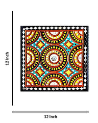 Vibrant Colorful Concentric Circles Lippan Art, 12 Inch x 12 Inch