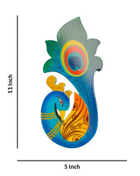 Decorative Colorful Small Wooden Peacock, 11 Inch x 5 Inch