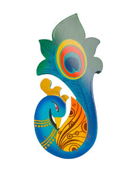Decorative Colorful Small Wooden Peacock, 11 Inch x 5 Inch