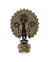 Wooden Handicrafts Dancing Peacock Stone Work, 4 Inch