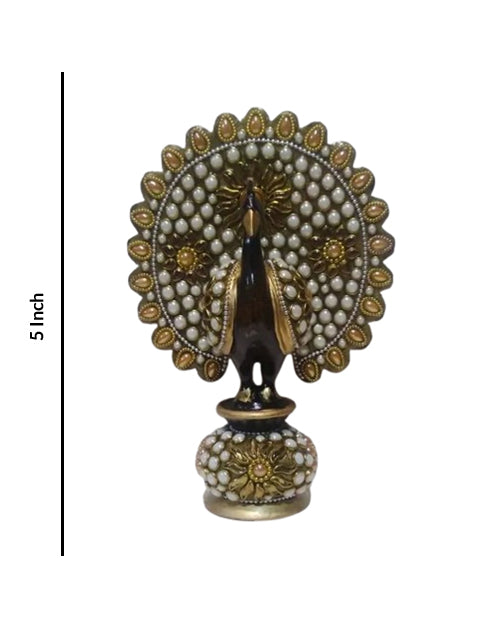 Wooden Handicrafts Dancing Peacock Stone Work, 5 Inch