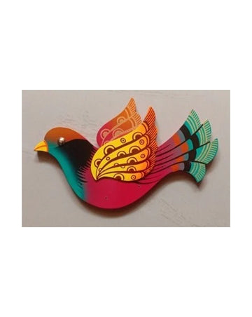 Colorful Stylized Bird Wooden Art, 11 Inch x 7 Inch